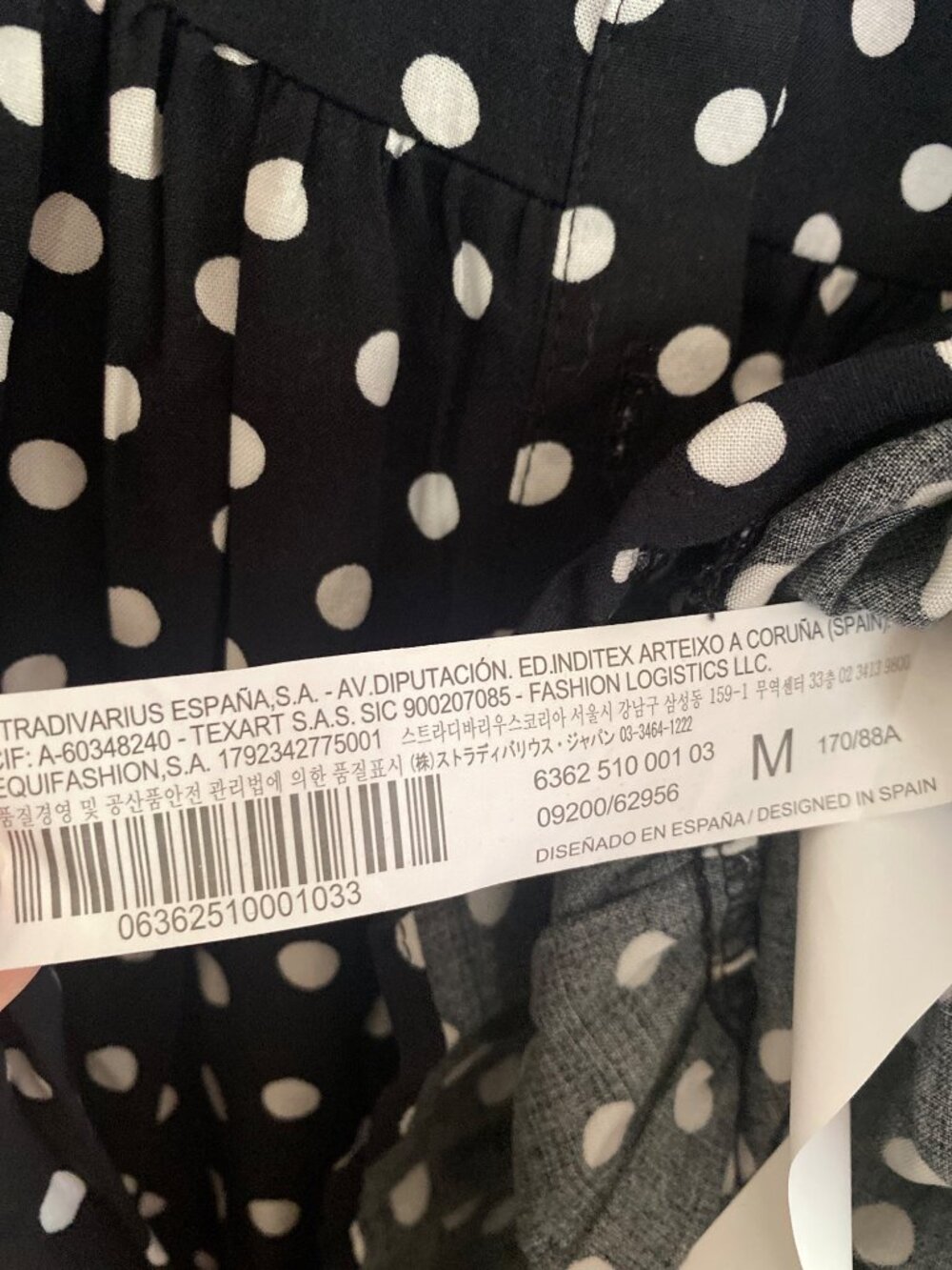 NWT Stradivarius Black & White Polka Dot Long-Sleeve Tiered Mini Dress Size M - Picture 8 of 9